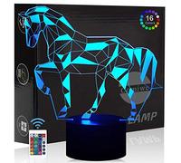 Comiwe Cavallo (A) Luce Notturna di Illusione 3D,16 Colori Controllo Touch e Telecomando,Lampada da Comodino Tavolo LED per Decorazioni la Casa,Regalo Creativo per Ragazze,Ragazzi,Bambini Famiglia