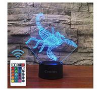 Comiwe Scorpione Luce Notturna di Illusione 3D,16 Colori Controllo Touch e Telecomando,Lampada da Comodino Tavolo LED per Decorazioni la Casa,Regalo Creativo per Ragazze,Ragazzi,Bambini Famiglia