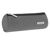 Comix - Astuccio Scuola Grigio Rotondo Porta Cancelleria con Tirazip in Metallo - Astuccio Piccolo Portapenne Bambino Ideale per La Scuola Ragazzi e Bambini, 20x8x8Hcm