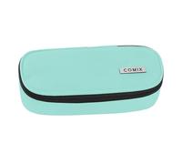 COMIX - Astuccio Scuola Ovale per Bambini e Ragazzi, Ideale per Riporre la Cancelleria, con Divisorio Interno con Passanti Elastici e Pratica Chiusura a Zip, 22 x 5H x 7 cm, Acquamarina