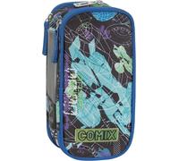 COMIX FLASH- Astuccio Scuola, Astuccio Triple Zip per Bambini e Ragazzi, Ideale per Riporre la Cancelleria, con Pratica Chiusura a Zip e Interno Organizzato, 22,5x11Hx7,5 cm, Club Wave