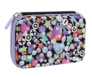 COMIX BRIGHT GIRL - Astuccio Scuola Maxi Corredo Organizzato con Divisori Interni, Tasca Zip e Passanti Elastici - Astuccio Portapenne e Porta Cancelleria Inclusa, con Chiusura Zip