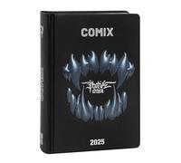 COMIX - Diario Giornaliero 2025 Limited Fashion Edition, Diario Scuola per Ragazzi e Ragazze, con Copertina Rigida e Grafica Skull, Sticker Esclusivi, Interno 100% Comix, 12x16,5 cm
