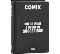 COMIX - Diario Mini Giornaliero 16 Mesi, Diario Scuola 2025-2026, con Copertina Rigida, Ideale per la Scuola Media e Superiore, 11x15.3h cm, Nero/Bianco