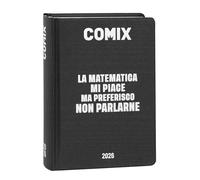 COMIX Diario Mini Giornaliero 16 mesi 2025/2026 Copertina rigida 11x15,3 cm Nero/Argento