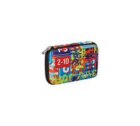 COMIX, Flash Mad Plate - Astuccio Scuola Maxi Corredo Organizzato con Divisori Interni, Tasca Zip e Passanti Elastici - Portapenne e Porta Cancelleria Inclusa, con Chiusura Zip, 21x8Hx8 cm