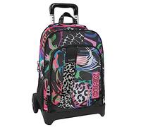 COMIX FLASH - Zaino Con Trolley Staccabile e Regolabile in Altezza, con Manico e Spallacci a Scomparsa, Ampio Vano - Zainetto Bambina e Bambino con Etichetta Nome e Zaino Scuola, Rosa/Nero, 32x52hx23