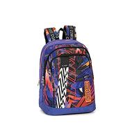 Comix FLASH - Zaino Organizzato Scuola Media, Superiore e Elementare con 2 Ampi Spazi Centrali a Zip e Spallacci Regolabili, Vano Frontale a Zip e Tasche Laterali, Arancio/Viola - 32x43Hx23, 31 L