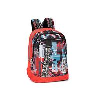 COMIX FLASH - Zaino Organizzato Scuola Media, Superiore e Elementare con 2 Ampi Spazi Centrali a Zip e Spallacci Regolabili, Vano Frontale a Zip e Tasche Laterali, Rosso/Nero - 32x43Hx23, 31 L