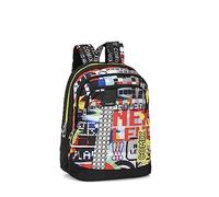 Comix FLASH - Zaino Organizzato Scuola Media, Superiore e Elementare con 2 Ampi Spazi Centrali e Spallacci Regolabili, Vano Frontale a Zip e Tasche Laterali, Nero/Giallo - 32x43Hx23, 31 L