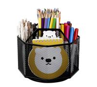 Comix Organizzatore per desk a 360° Rotating Pen Holder con 5 compartimenti, ufficio, scuola, casa, bambini in rete (nero)