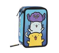 Comix Scomix by Sio - Astuccio Scuola, Astuccio 3 Scomparti per Bambini e Bambine, con Set Cancelleria Completo, 5 Etichette Portanome e Pratiche Chiusure a Zip, 20 x 13H x 7 cm, Nero