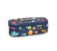 COMIX Scomix by Sio - Astuccio Scuola Ovale per Bambini e Ragazzi, Ideale per Riporre la Cancelleria, con Tasca e Divisorio Interno con Passanti Elastici e Pratica Chiusura a Zip, 22x7,5Hx11 cm, Blu