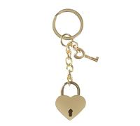 COMIX Special - Portachiavi Con Charm Lucchetto Forma Cuore, in Metallo con Finitura in Oro Lucido, Personalizzazione con Logo in Stampa Laser - F.to lucchetto 3x0,5x3,8h, Altezza Portachiavi cm 10,5