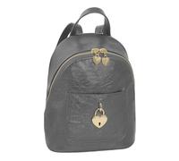 COMIX Studs - Mini Zaino, Con Manico E Spallacci Regolabili, Tasca Esterna Chiusa Con Bottone, In Ecopelle Efffetto Metal, Metallerie con Finitura in Oro Lucido, Cm 16x20hx10 - Grigio