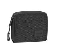 COMIX U - Porta Carte con Zip, Interno Organizzato con 2 Scomparti a Soffietto e 4 Slot per Carte, Tasca Piatta Aperta sul Fronte, 10x9hx2 cm, Nero
