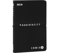 COMIX U YOUNIVERCITY - Agenda Settimanale 2025-2026, Diario 13 Mesi, con Copertina Morbida in PU, Elastico, 224 Pagine, Ideale per l'università, 11,8x18cm, Nero e Bianco
