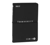 COMIX U YOUNIVERCITY - Agenda Settimanale 2026-2027, Diario 13 Mesi, con Copertina Morbida in PU, Elastico, 224 Pagine, Ideale per l'università 11,8x18cm, Nero/Bianco