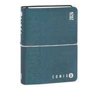 COMIX U YOURSELF - Agenda Giornaliera Mini 2025-2026, Diario 16 Mesi, con Copertina Morbida Termovirante, Elastico e 448 Pagine, ideale per la scuola e l'università 11x15.3 cm, Blu