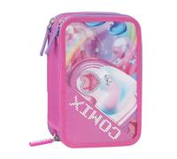 COMIX ULTRA BRIGHT - Astuccio 3 Scomparti Bambino e Bambina con Set Cancelleria Incluso con Penna Cancellabile Blu e Rossa e Molto Altro, Pratica Chiusura a Zip, 20 x 13h x 7 cm