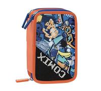 Comix ULTRA BRIGHT - Astuccio 3 Scomparti Bambino e Bambina con Set Cancelleria Incluso con Penna Cancellabile Blu e Rossa e Molto Altro, Pratica Chiusura a Zip, 20 x 13h x 7 cm