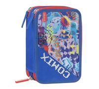 COMIX ULTRA BRIGHT - Astuccio 3 Scomparti Bambino e Bambina con Set Cancelleria Incluso con Penna Cancellabile Blu e Rossa e Molto Altro, Pratica Chiusura a Zip, 20 x 13h x 7 cm