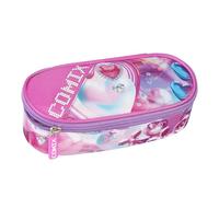 COMIX ULTRA BRIGHT - Astuccio Ovale Organizzato per Bambini e Ragazzi, Ideale per Riporre la Cancelleria, con Pratica Chiurusa a Zip, Interno con Passanti Elastici ai Lati, 22x5Hx7 cm