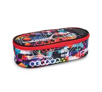 COMIX Wave - Astuccio Ovale Organizzato per Bambini e Ragazzi, Ideale per Riporre la Cancelleria, con Pratica Chiurusa a Zip, Interno con Passanti Elastici ai Lati, 22x5Hx9,5 cm