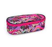 COMIX Wave - Astuccio Ovale Organizzato per Bambini e Ragazzi, Ideale per Riporre la Cancelleria, con Pratica Chiurusa a Zip, Interno con Passanti Elastici ai Lati, 22x5Hx9,5 cm