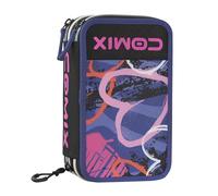 COMIX WBS - Astuccio Scuola, Astuccio 3 Scomparti per Bambini, con Set Cancelleria Incluso, Cover Rigida con Maxi Logo in Rilievo e Tirazip in Metallo, 20 x 13h x 7 cm, Sprayheart