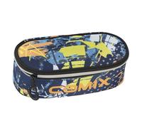 COMIX WBS - Astuccio Scuola Ovale per Bambini e Ragazzi, Ideale per Riporre la Cancelleria, con Divisorio Interno con Passanti Elastici e Pratica Chiusura a Zip, 22 x 5,5H x 9,9 cm