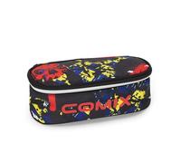 COMIX WBS - Astuccio Scuola Ovale per Bambini e Ragazzi, Ideale per Riporre la Cancelleria, con Divisorio Interno, Passanti Elastici e Pratica Chiusura a Zip, 22x5,5Hx7 cm, Skull