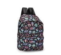 Franco Cosimo Panini Editore, ZAINO AMERICANO ALLOVER NEON COMIX Unisex-Bambini e ragazzi, Nero, Medio