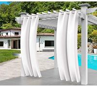 Comlax Tenda per esterni resistente alle intemperie, tende bianche per balcone con occhielli sopra e sotto, impermeabile, antivento, protezione della privacy e protezione solare per veranda/padiglioni