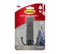 Command 17036BFGN 17036B - Gancio doppio grande nero opaco, 1 gancio, 1 striscia, nero