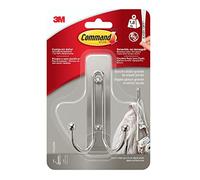 Command 17036SPIG Gancio Adesivo Metallico Doppio in Nichel, Large 17036, Nickel Spazzolato