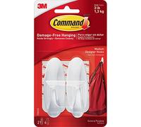 Command 17081ES Adhesive Strip Hooks,Medium Designer, Holds 3lbs, 2/PK, WE