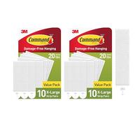 Command 20 paia (40 strisce) XL per appendere quadri, resistenti, ideali per la decorazione della casa, adesivo bianco