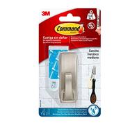 Command 16821 Gancio Classico Metallico, Resistente all'Acqua, M, Nichel Spazzolato