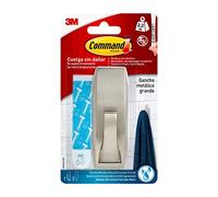 Command WMR03BN 1 Gancio Classico Metallico L e 2 Strisce, Resistente all'Acqua, Argento