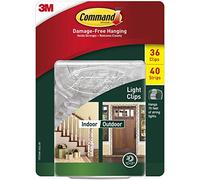 Command 36 clip per luce in plastica per interni ed esterni e 40 strisce - trasparente