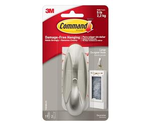 Command 3M Designer Hook, grande, nichel spazzolato, 1 gancio (17083BN-ES)