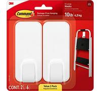 Command 4,5 kg XL gancio da parete pesante, bianco, decorazione senza danni, 2 ganci