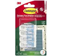 Command Clip trasparenti per luci da esterno con strisce adesive, 8 mini ganci e 10 piccole strisce adesive, clip decorative per appendere luci all'aperto - da appendere senza danni