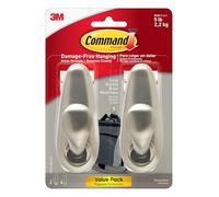 Command Forever Classic metal Hook, grande, in nichel spazzolato, 2-hooks (fc13-bn-2es)