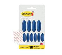 Command Ganci Adesivi Colore Ghiaccio - 10 ganci (4 grandi, 6 medi) & 16 strisce adesive (8 grandi, 8 medie) - Appendere, decorare e organizzare senza danni