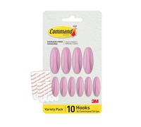 Command Ganci Adesivi Colore Lilla - 10 ganci (4 grandi, 6 medi) & 16 strisce adesive (8 grandi, 8 medie) - Appendere, decorare e organizzare senza danni