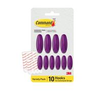 Command Ganci Adesivi Colore Prugna - 10 ganci (4 grandi, 6 medi) & 16 strisce adesive (8 grandi, 8 medie) - Appendere, decorare e organizzare senza danni