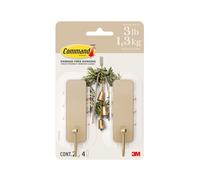 Command Ganci da parete medi, colore marrone latte, 2 ganci, 4 strisce, senza danni, con adesivo, senza attrezzi, ideali per appendere decorazioni domestiche, portata fino a 1,3 kg