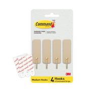 Command Ganci da parete per latte macchiato, 4 ganci appendiabiti e 6 strisce Command da appendere, senza danni, con adesivo, senza attrezzi, ideali per appendere la decorazione della casa, può